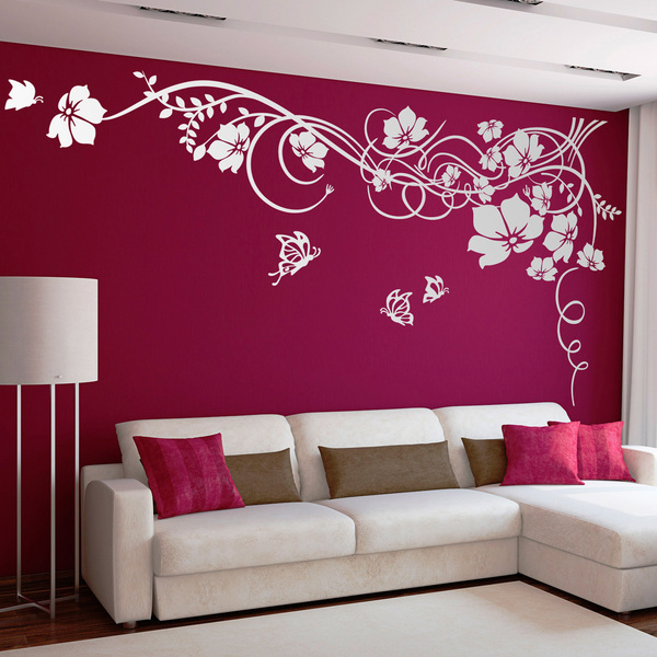 Pegatinas decorativas para pared, diseño de cielo floral