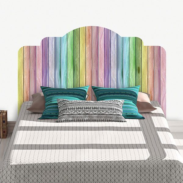 Vinilos decorativos para cabeceros cama tablas de madera de colores