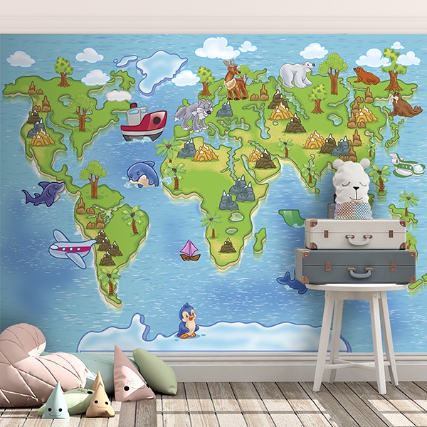 Fotomural Mapa del mundo infantil