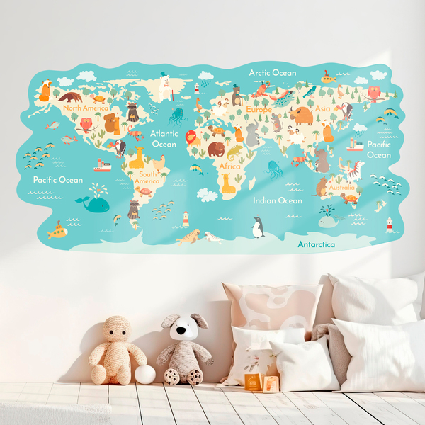 Otras Pegatinas Decorativas Animales Mapa Del Mundo Pegatinas De