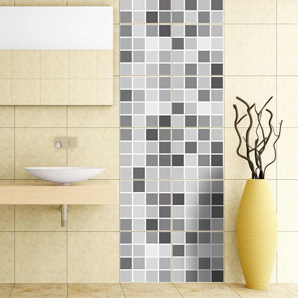 Kit 48 vinilos para azulejos mosaico de grises