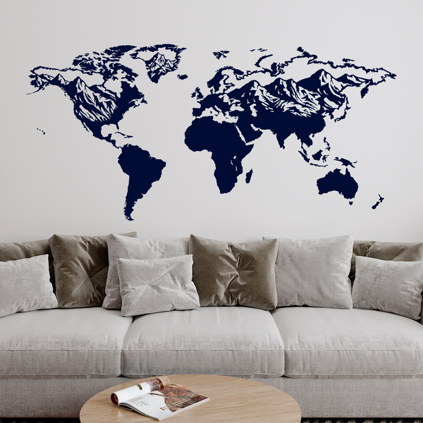 Mapamundi Mundo feliz - Blanco - Vinilos decorativos de pared