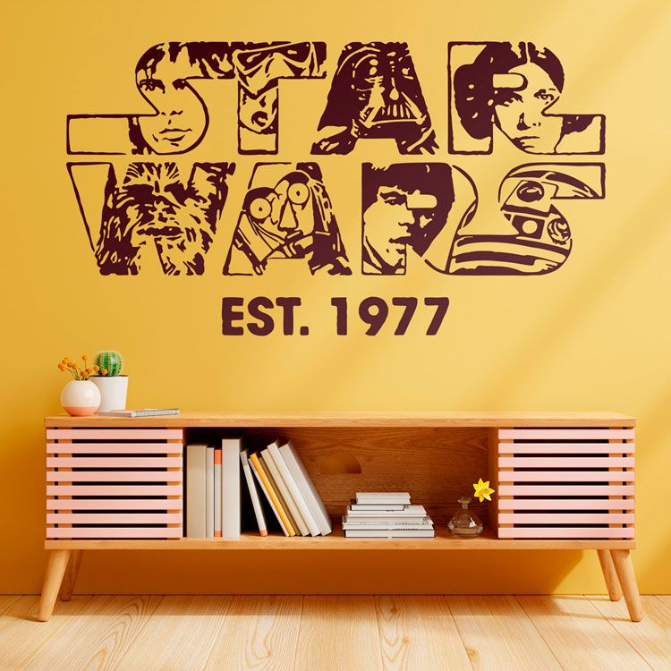 Vinilos Decorativos: Vinilo de Star Wars 1977 con personajes icónicos