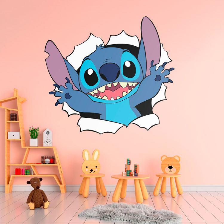 Vinilos Infantiles: Stitch saliendo de la pared