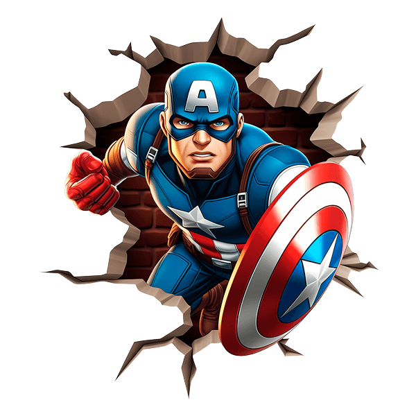 Agujero de pared Capitán América en acción