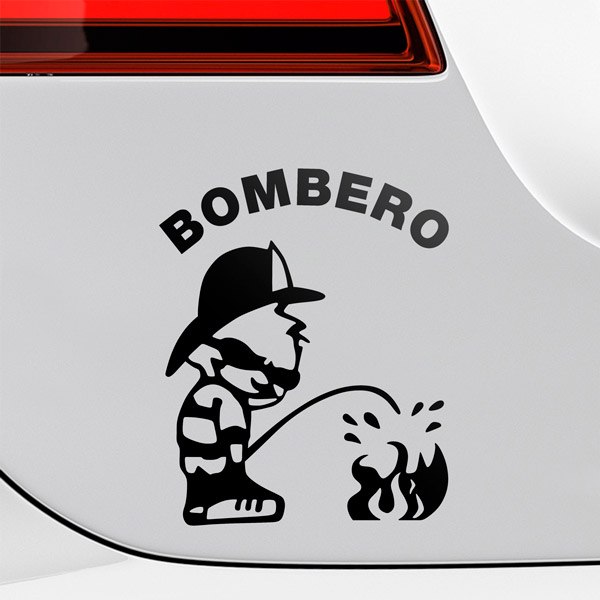 Pegatinas: Bombero Apagando Fuego