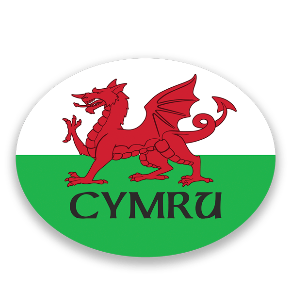 Pegatinas: Pegatina Escudo de Gales CYMRU, dragón galés