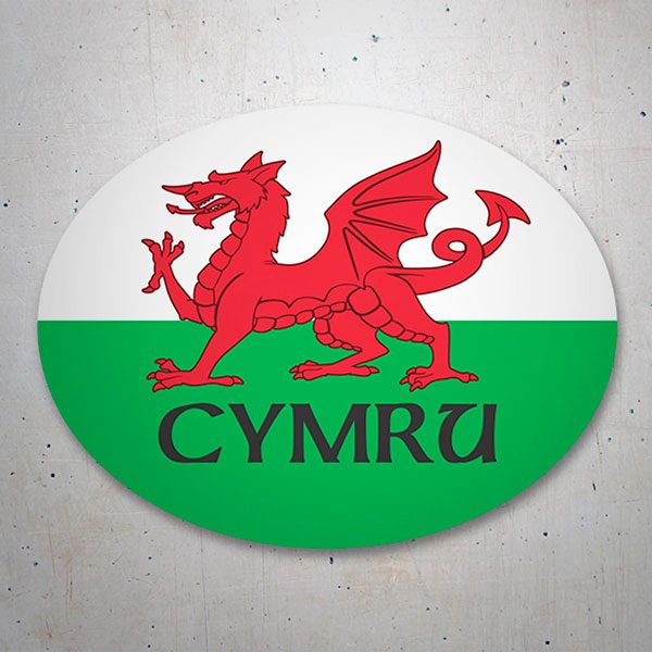 Pegatinas: Pegatina Escudo de Gales CYMRU, dragón galés