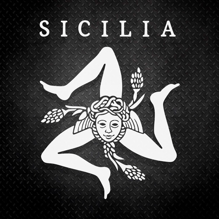 Pegatinas: Escudo de Sicilia con triskelion