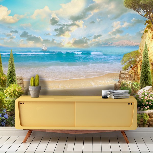 Fotomural Vinilo para Pared Playa Relax, Fotomural para Paredes, Mural, Vinilo Decorativo, Varias Medidas 500 x 300 cm