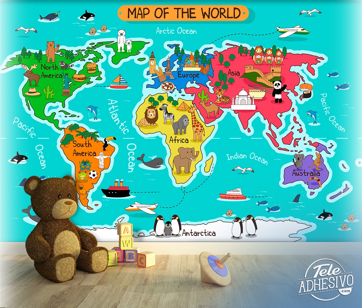 Fotomural Mapa del mundo infantil