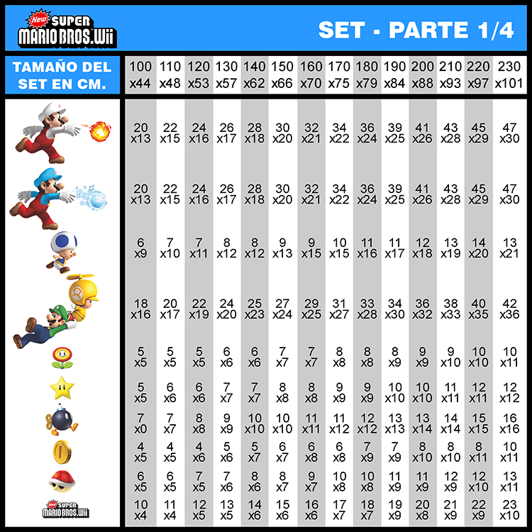 Vinilos Infantiles: Set 35X Super Mario Bros. Wii