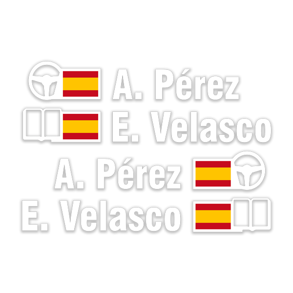 Pegatinas: Nombre y bandera de España rally