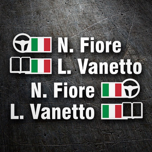 Pegatinas: Nombre y bandera de Italia rally