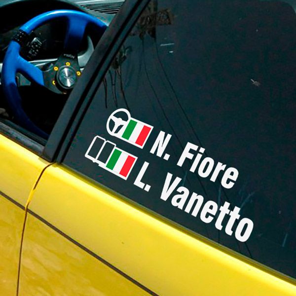 Pegatinas: Nombre y bandera de Italia rally