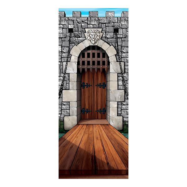 Vinilo Puerta de madera con arco