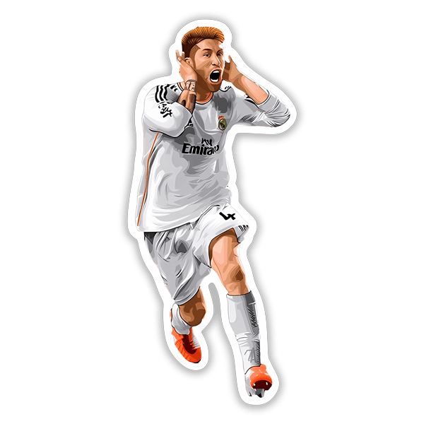 Pegatinas: Sergio Ramos celebrando gol con Real Madrid