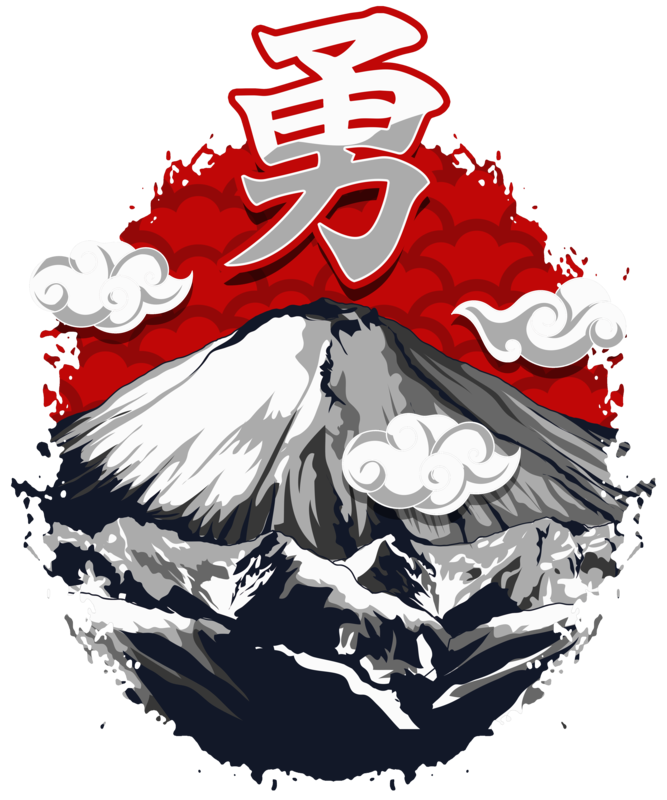 Camisetas: Camiseta Monte Fuji Japón con Kanji y Nubes