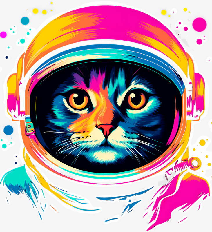 Camisetas: Camiseta gato astronauta psicodélico