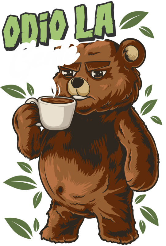 Camisetas: Oso Bebiendo Café Odio a la Gente