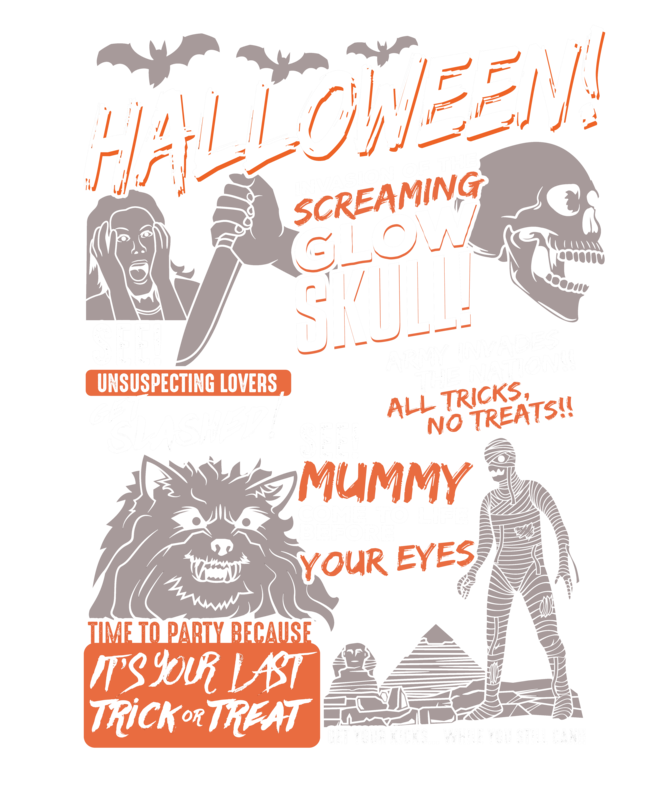 Camisetas: Cómic Retro de Película de Terror de Halloween